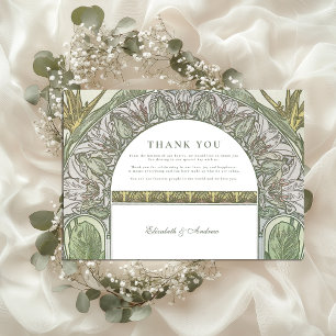 Olive Leaf Arch Art Nouveau bruiloft Bedankkaart