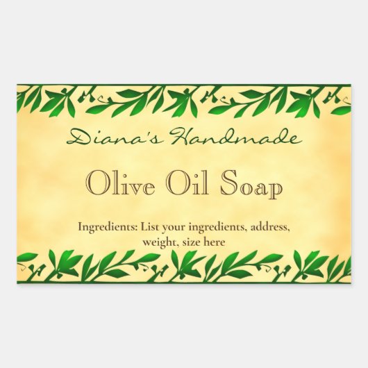 Olive Leaf Custom Soap Faux Parchment Sticker (Voorkant)