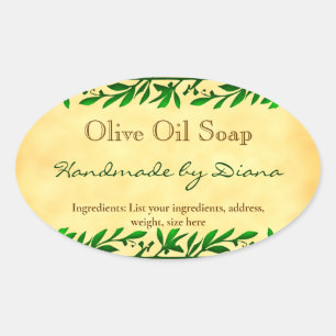 Olive Leaf Custom Soap Faux Parchment Sticker