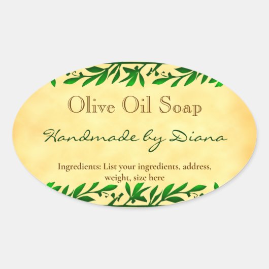 Olive Leaf Custom Soap Faux Parchment Sticker (Voorkant)