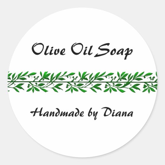 Olive Leaf Custom Soap of Inblikken Label Stickers (Voorkant)