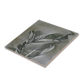 Olive leaf grijs etsen abstracte grafische kunst tegeltje (Zijkant)