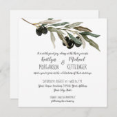 Olive Leaf Leaves Branch Waterverf Summer Wedding Kaart (Voorkant / Achterkant)