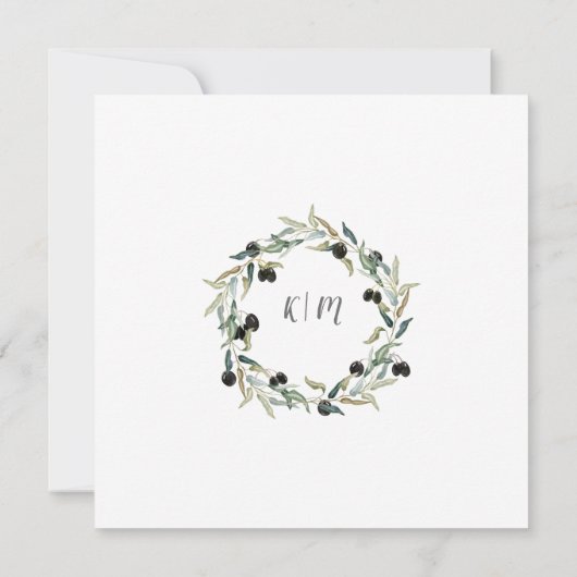 Olive Leaf Leaves Branch Waterverf Summer Wedding Kaart (Achterkant)