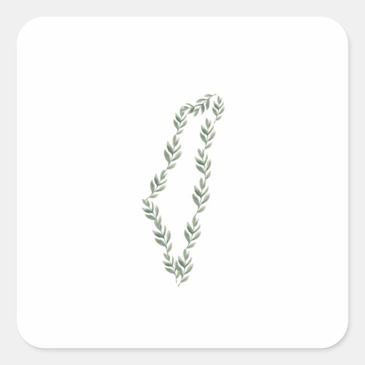 Olive Leaf Map of Palestine Vierkante Sticker (Voorkant)