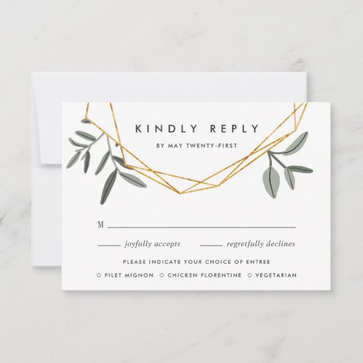 Olive Leaf RSVP-kaart met entree Chos RSVP Kaartje (Voorkant)