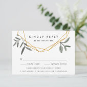 Olive Leaf RSVP-kaart met entree Chos RSVP Kaartje (Staand voorkant)