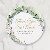 Olive Leaf/Script/namen/bericht/bruiloft dank u Bedankjes Labels (Voorkant)