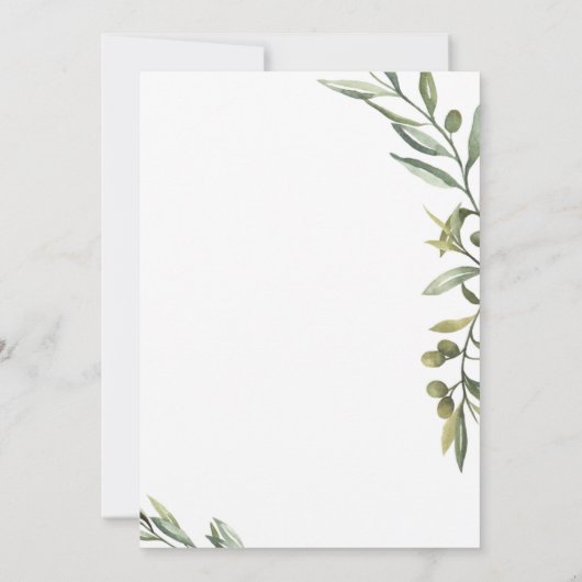 Olive Leaf Wedding Invitation Kaart (Achterkant)
