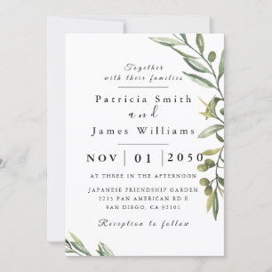 Olive Leaf Wedding Invitation Kaart