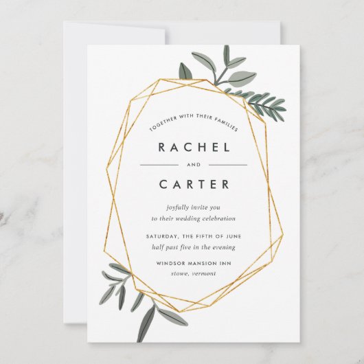 Olive Leaf Wedding Invitation Kaart (Voorkant)