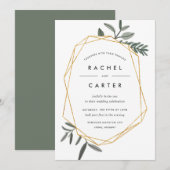Olive Leaf Wedding Invitation Kaart (Voorkant / Achterkant)