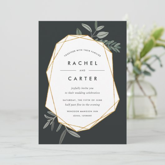 Olive Leaf Wedding Invitation Kaart (Staand voorkant)