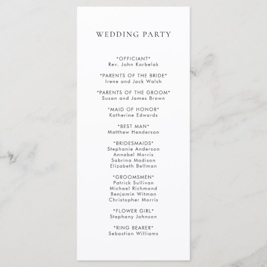 Olive Leaf Wreath Cursive Script Wedding Program Programmakaart (Achterkant)