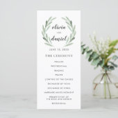 Olive Leaf Wreath Cursive Script Wedding Program Programmakaart (Staand voorkant)