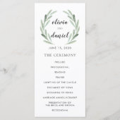 Olive Leaf Wreath Cursive Script Wedding Program Programmakaart (Voorkant)