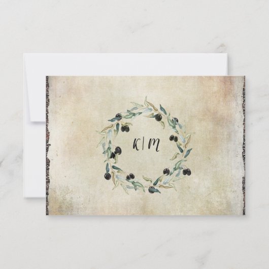 Olive Leaf WreatWaterverf RSVP respons (Achterkant)