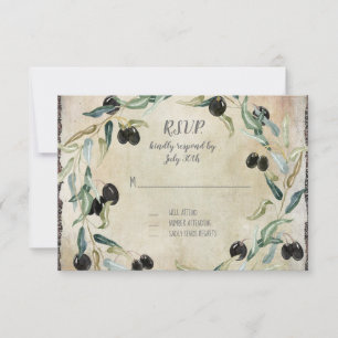 Olive Leaf WreatWaterverf  RSVP respons Kaartje