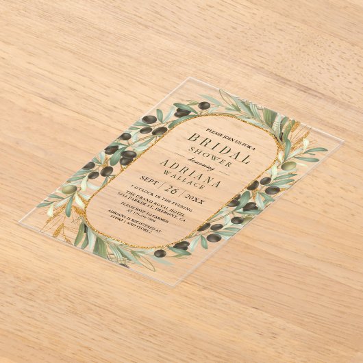 Olive Leaves Bridal Shower Acryl Uitnodigingen (Laagn)