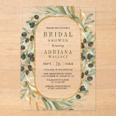 Olive Leaves Bridal Shower Acryl Uitnodigingen (Voorkant)