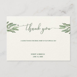 Olive Leaves Bruiloft Dank u kaart