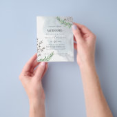 Olive Leaves Dusty Blue Wedding Flyer (Hand)
