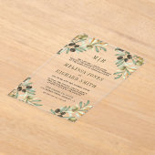 Olive Leaves Formal Wedding Acryl Uitnodigingen (Laagn)