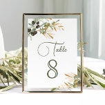 Olive Leaves Gold Branch Wedding Kaart<br><div class="desc">Elegant tafelnummer met mooie bladeren en moderne typografie.</div>
