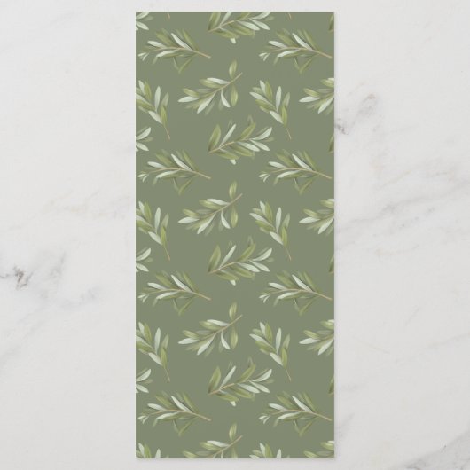Olive Leaves Gold Branch Wedding Menu (Achterkant)