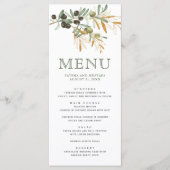 Olive Leaves Gold Branch Wedding Menu (Voorkant)
