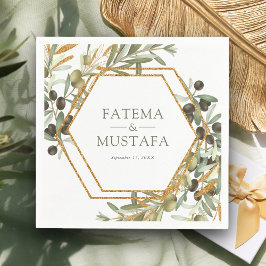 Olive Leaves Gold Branch Wedding Servet