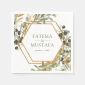 Olive Leaves Gold Branch Wedding Servet (Voorkant)