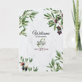 Olive Leaves Greek Island Wedding Order of Service Programma (Voorkant)