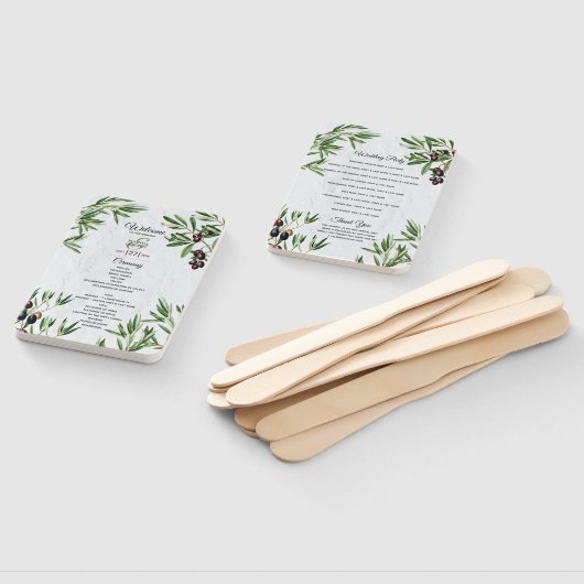 Olive Leaves Greek Island Wedding Programme Handwaaier (Niet-gemonteerd)