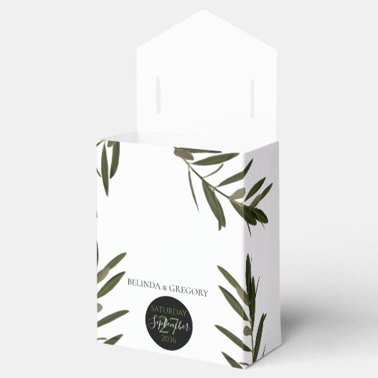 Olive Leaves Greenery Wedding Bedankdoosjes (Geopend)