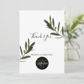 Olive Leaves Greenery Wedding Bedankkaart (Staand voorkant)