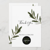 Olive Leaves Greenery Wedding Bedankkaart (Voorkant / Achterkant)