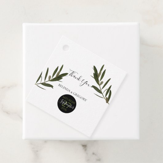 Olive Leaves Greenery Wedding Gift Bedankjes Labels (In situ)