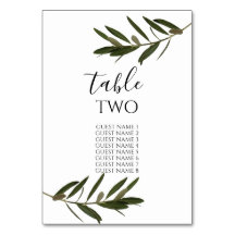Olive Leaves Greenery Wedding Guest Names