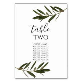 Olive Leaves Greenery Wedding Guest Names Kaart