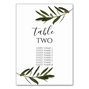 Olive Leaves Greenery Wedding Guest Names Kaart