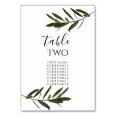 Olive Leaves Greenery Wedding Guest Names Kaart (Achterkant)