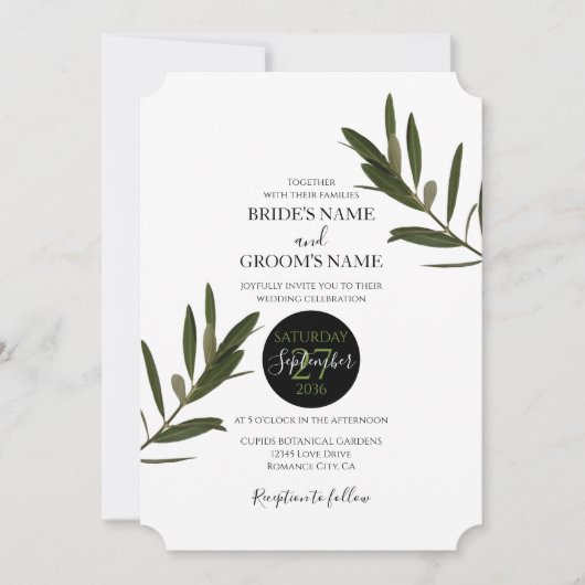 Olive Leaves Greenery Wedding Invitations Kaart (Voorkant)