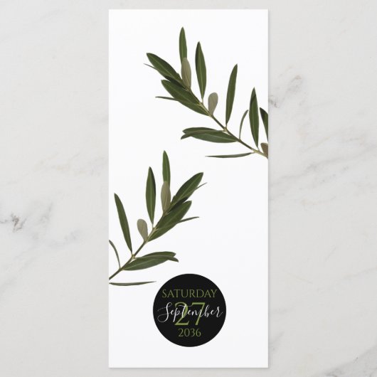 Olive Leaves Greenery Wedding Menu (Achterkant)