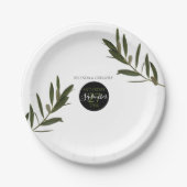 Olive Leaves Greenery Wedding Papieren Bordje (Voorkant)