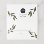 Olive Leaves Greenery Wedding Place Card Plaatskaartje (Buitenkant ongevouwen)