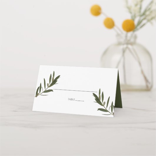 Olive Leaves Greenery Wedding Place Card Plaatskaartje (Voorkant)