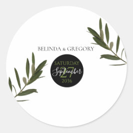Olive Leaves Greenery Wedding Ronde Sticker
