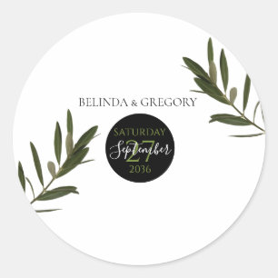 Olive Leaves Greenery Wedding Ronde Sticker