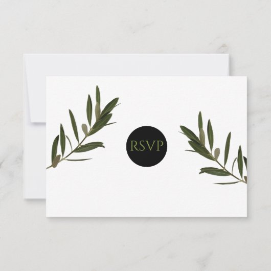 Olive Leaves Greenery Wedding RSVP Kaarten (Achterkant)